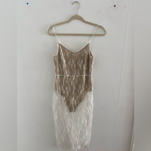 Wild Honey Sheer Lace Dress with Nude Underlay. Size M. Worn once